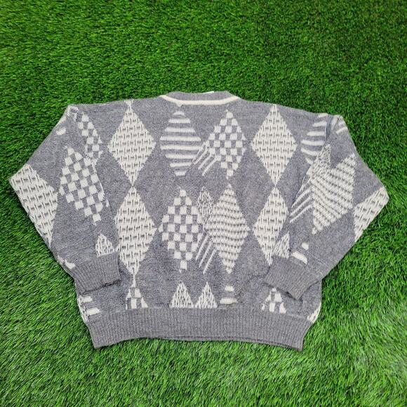 Vintage Pronto-Uono Sweater Womens XL 23x23 Diamond Argyle - Picture 2 of 11